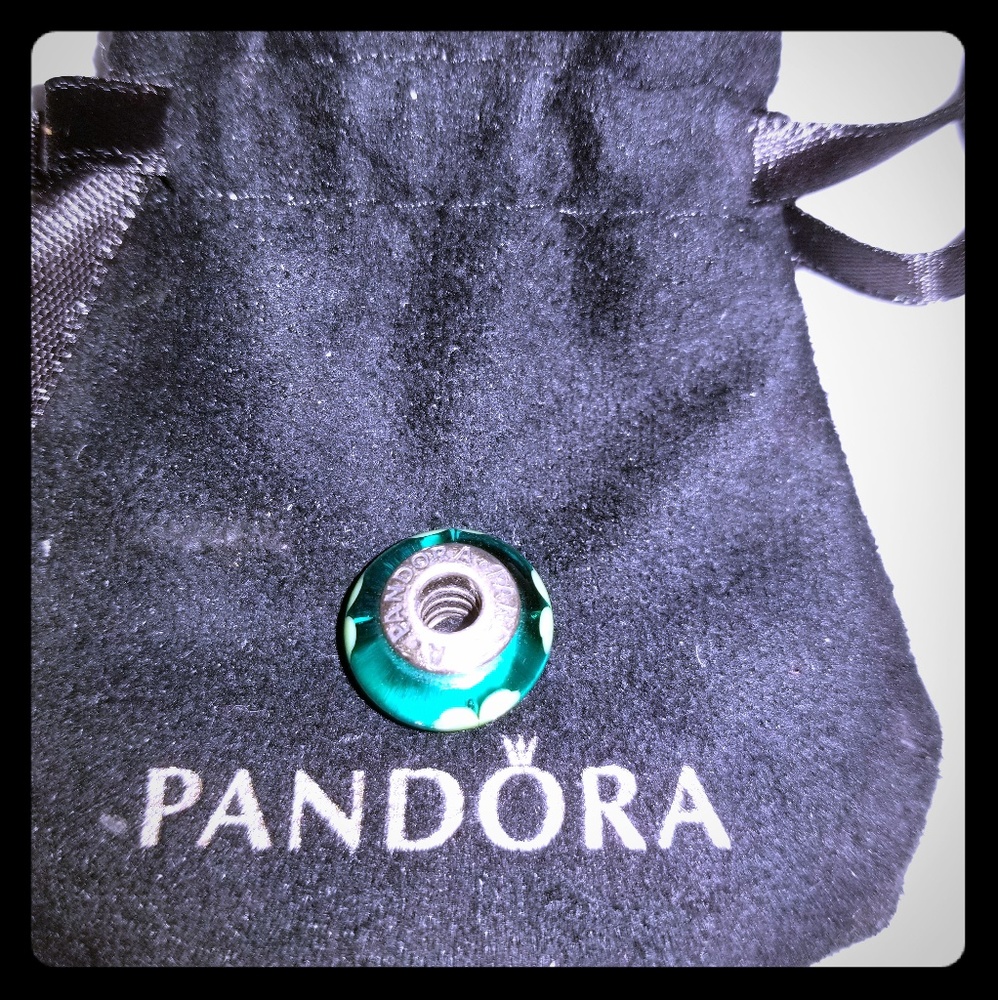 Authentic Pandora Murano glass shamrock bead